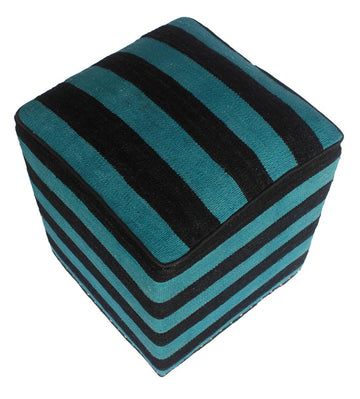 handmade  Ottoman Blue Black HandmadeRECTANGLE 100% WOOL area rug
